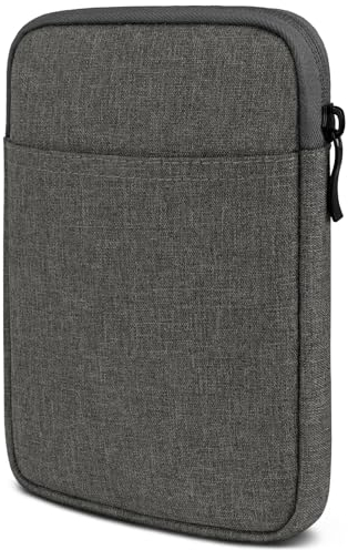 moex eBook Hülle für Tolino Shine 4 Tasche mit Reißverschluss und Fach für Zubehör, Stoff E-Reader Sleeve weich Gepolstert, Schutzhülle Minimalistisch Dash Case, Dunkelgrau