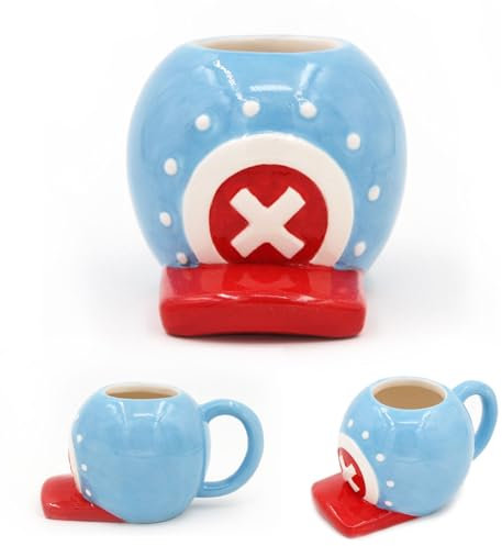 One Piece Anime Taza creativa de cerámica Chopper's Hat taza de café, regalo para cumpleaños, Navidad, día de San Valentín, aniversario, taza para leche, café, zumo, azul