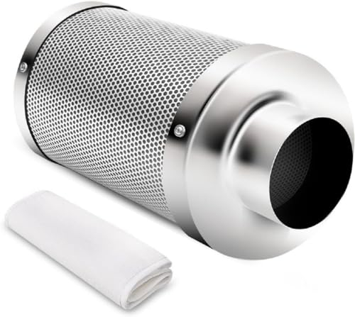JUNG Aktivkohlefilter Grow 150mm / 6 Zoll 290 m³/h, Abluft Growzelt Filter für Rohrventilatoren Länge 350mm, Luftkohlefilter Anbau Zimmerpflanzen, Hydrokultur, Kohlenstofffilter, Grow Zelt