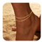 FUNEIA Fußkette Gold Damen 14K Vergoldet Boho Perlen Fußkettchen Mode Mehrschichtige Forever Herz Pearl CZ Fußkettchen Set Wasserfest Verstellbar Strand Fuß Schmuck für Frauen und Mädchen (H)