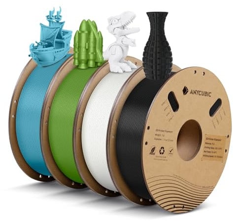 ANYCUBIC PLA Filament 1.75mm, 4KG 3D Drucker Filament PLA, RFID für Intelligentes Drucken, Schwarz&Weiß&Spring Leaf Grün&Tropical Turquoise