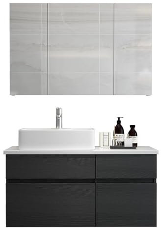 VBVARV Badezimmerwaschtisch Schwebender Waschbeckenschrank Mit Keramik-Aufsatzwaschbecken Wandmontierter Schwebender Waschtisch,2 Set,70cm