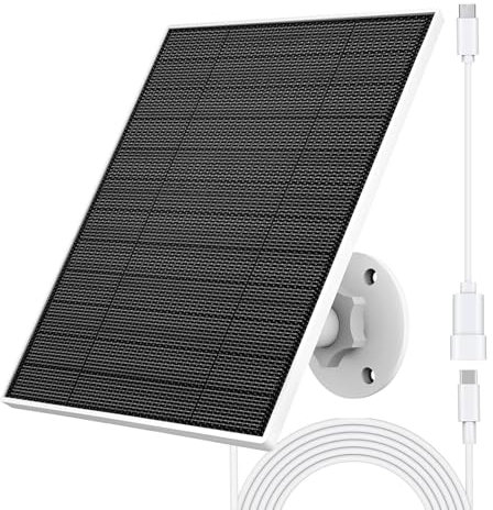 Panneau Solaire pour Caméra Eufy, 5W Panneau Solaire Compatible Avec Eufycam 3/3C/2/2C/2C Pro/E/E20/E40/L20/L40, Panneau Solaire Camera Exterieur Avec Port Usb-C, Adaptateur Micro Usb, Étanchéité IP65