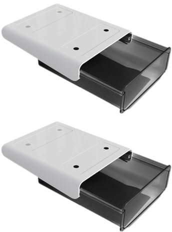 2 Packs Under Desk Drawers,ABS Plastic Drawer Type Under Table Storage,Seamless Pasting Under -desk Drawer Storage Box Used for Office, Kitchen, Bedroom (black)