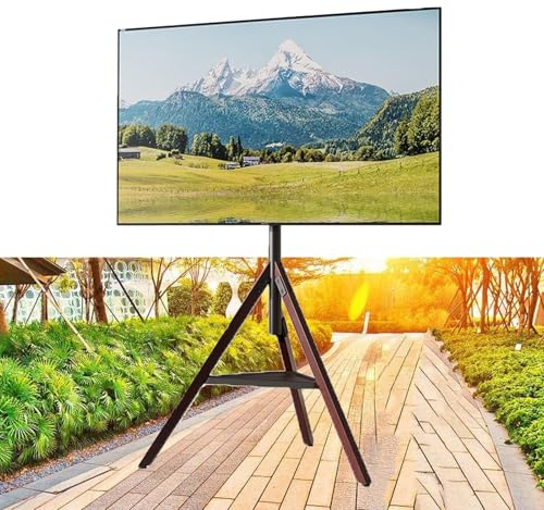 GUODDM Soporte De Suelo para TV - Soporte TV Pie de Trípode para Las Pantallas Planas/Curvadas TV de 32-75 Pulgadas, Soporte TV Suelo con Estante, Giratorio Ajustable en Altura, hasta 50kgs
