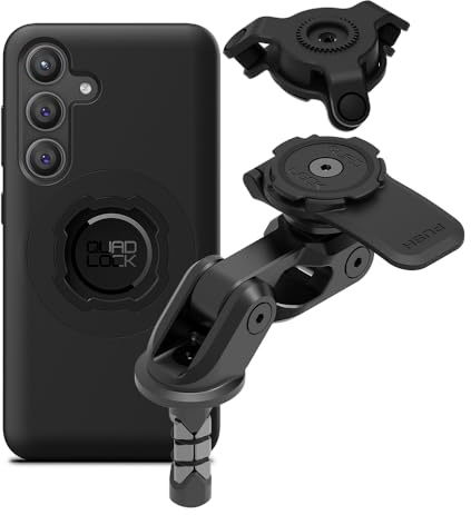 Quad Lock Motorcycle Fork Stem Phone Mount PRO Kit with Vibration Dampener and Galaxy S24 MAG Case