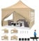 COBIZI Faltpavillon 3X3, Pavillon 3x3m Wasserdicht Stabil Winterfest, Faltbar Partyzelt mit 4 Seitenwänden & 4 Sandsack Pop up Gartenpavillon Anti-UV für Hochzeiten, Freien, Khaki