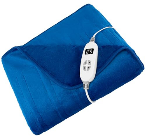 HOMFME Electric Heated Throw Blanket, Machine Washable Heated Blanket with 10 Heating Levels, 9 Hours Auto Off and Overheat Protection, Luxury Electric Throw Overblanket (Blue, 160x130cm)