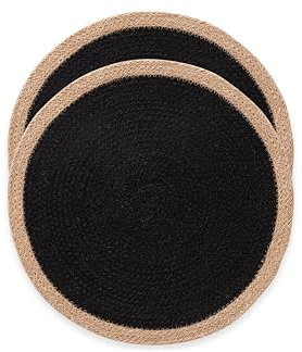 Manteles Individuales Redondos, Salvamantel Yute, Natural Hecho a Mano, 38x38 cm Pack 2 Unidades