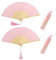 TSKDKIT Hand Fan Folding 2pcs Handheld Folding Fabric Fans for Women Men, Pink Manual Fan Bamboo Silk Fabric Fans, Hand Held Chinese Fan with Tassel, for Wedding Party and Home Decoration