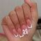 French Tip False Nails - Long Press on Nails Square - White French Tips Nail in 12 Sizes - Elegant Pink Nails with Bowknot for Women Daily Wear
