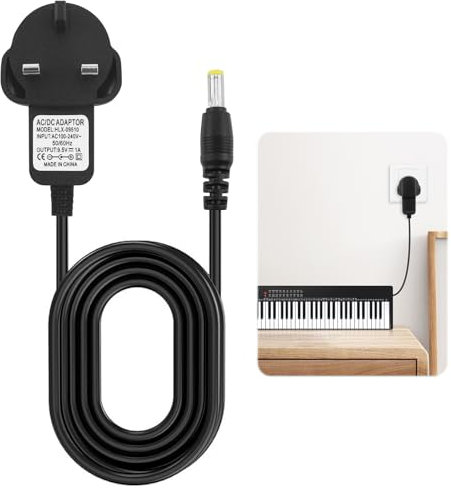 9.5V 1A Electronic Piano Keyboard Charger for Casio CTK-3000 CTK-3200 CTK-8000 CTK-6200 CTK-240 CTK-7200, 2m Power Supply Cable with Plug 4.8mmx1.7mm