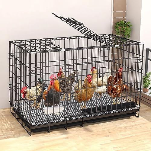 Hühnerstall Aus Metall Mit Rädern, Faltbarer Hühnerstall, Entenstall, Tragbarer Kaninchenstall, Kleintier-Geflügelkäfig,100x60x70cm