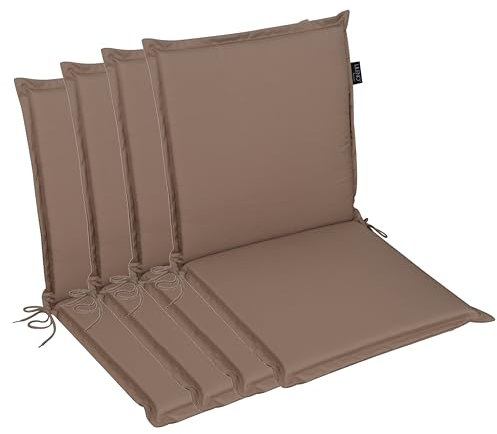LILENO HOME Gartenstuhl Auflagen [4er Set - Niedriglehner] in Taupe - Bequeme Liegen als Sitzauflagen für Gartenmöbel - Stuhlkissen für Gartenstühle und Klappstühle MIA