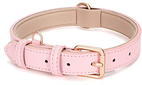 LEACOOLKEY Collier pour Chien en Cuir véritable pour Grande Taille et Taille Moyenne - Classique, Doux, Respirant et imperméable