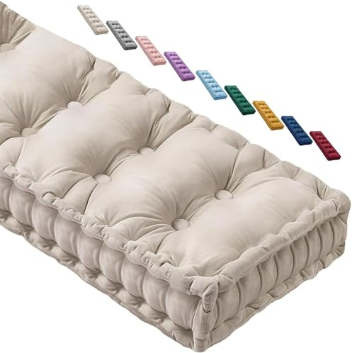 JORTUIO Sitzkissen Bankkissen 80/100/120/140/180x40cm Bankauflage Polsterauflage für Innen Fensterbank oder Bank,Polsterauflagen für Sitzbank Gartenmöbel,Balkonstühle Sitzpolster(Beige,140x45x10cm)