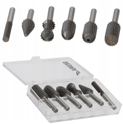 DEDRA Hartmetall Frässtifte-Set mit 6 HSS-Schaftfräsern für Aluminium, Nichteisenmetalle, Kunststoff und Holz, Schaftdurchmesser 6 mm, geeignet für Geradschleifer