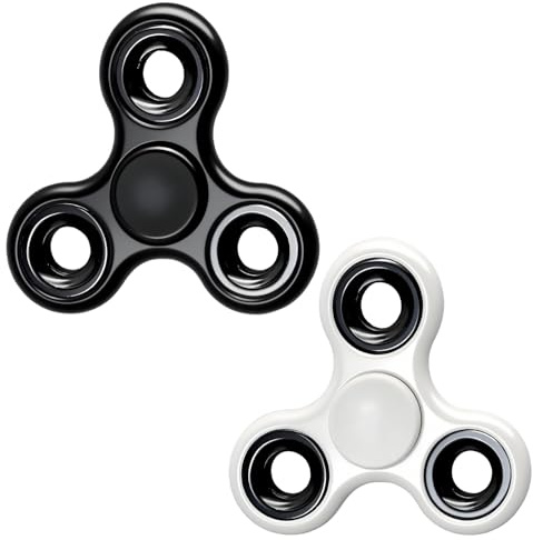 Verazquy Fidget Spinner Sensory Toy – Metal Stainless Steel Hand Spinner – Fast-Spinning Bearings, Quiet Focus Toy for Kids & Adults, Party Bag Fillers (black white)