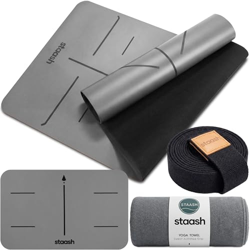 STAASH Yogamatte Set 4-teilig – rutschfest, Naturkautschuk 4,5 mm