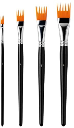 4-Piece Grainer Brush Set (Sizes 1, 2, 3, 4) | Art brushes for acrylic painting and crafting. Paint brush comb design helps create textured lines and graining effects.