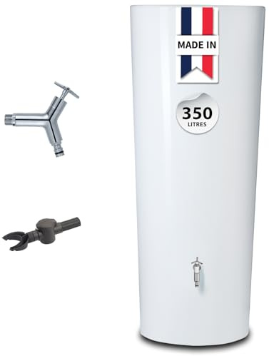 GARANTIA Récupérateur d Eau de Pluie Kit 350L Coco Color 2en1 | Robinet, Design chromé, bac à Plantes intégré, collecteur Speedy