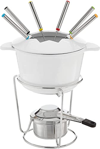 Cuisinart Gusseisen, 13-teilig, FP-115WS Fondue-Set, Weiss/opulenter Garten