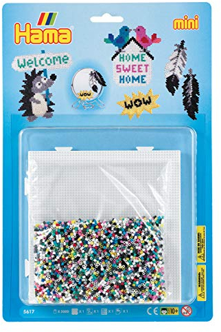 Hama Perlen 5617 Set Anhänger mit ca. 5.000 bunten Mini Bügelperlen mit Durchmesser 2,5 mm, Stiftplatte, inkl. Bügelpapier, kreativer Bastelspaß für Groß und Klein
