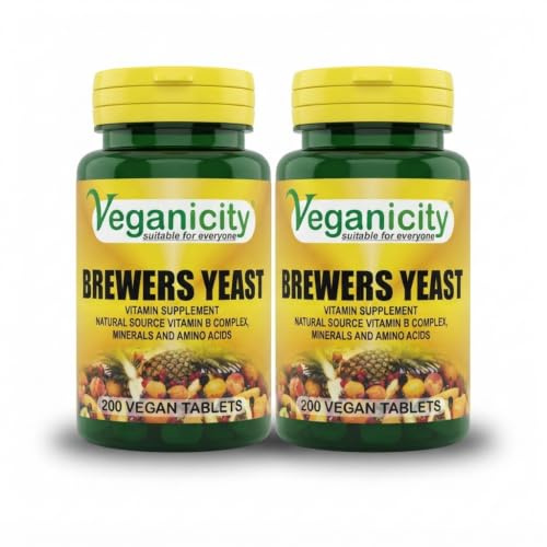Veganicity Brewers Yeast Energy and General Well Being 300mg Supplement 200 Tablets Pack of 2
