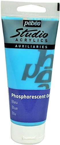 Pébéo – Studio Acrylics 100 ML Gel Phosphorescent Bleu - Liant Acrylique Peinture Phosphorescente Autoluminescente – Bleu 100 ml