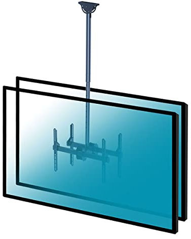 KIMEX - Soporte para TV - Montaje en Techo - Función Giratorio/inclinable - para 2 Pantallas de 37 a 70 Pulgadas - Altura Ajustable 106-156 cm - 014-4053