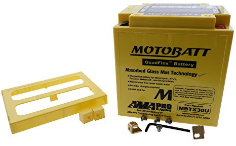 MOTOBATT Batterie 12V 32Ah MBTX30U 4-polig kompatibel mit HD 1584 FLHRC | AGM-Batterie, wartungsfrei und versiegelt, Maße 166 x 126 x 175 mm, 380 A Kaltstartstrom; Vergleichstypen Y60N24A, 12N24-4