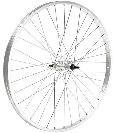 MANDELLI Rueda llanta trasera bicicleta bicicleta citybike/Paseo 26x1 3/8-5/8 1v. de aluminio, buje de acero, cierre con tuerca, plata