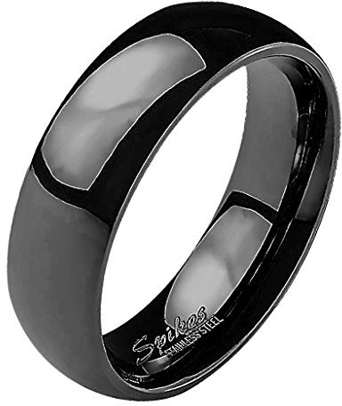 Mianova Band-Ring Edelstahl Herrenring Damenring Partnerring Trauring Verlobungsring Damen Herren Schwarz Größe 49 (15.6) Breit 6mm