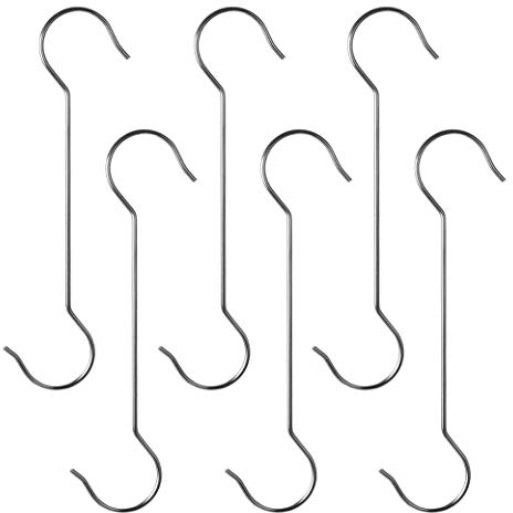 Maydahui Extra lange 30,5 cm S-förmige Haken, große Größe, Edelstahl, Metallhaken für Vogelfutterspender, Pflanzenaufhänger, Baumzweige, Kleidung, Außenleuchten, 6 Stück