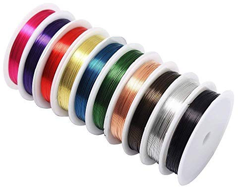 Filo di ferro per gioielli,Filo di rame metallico 10 bobine 0,3 mm colori misti morbido filo di rame per artigianato perline fabbricazione di gioielli
