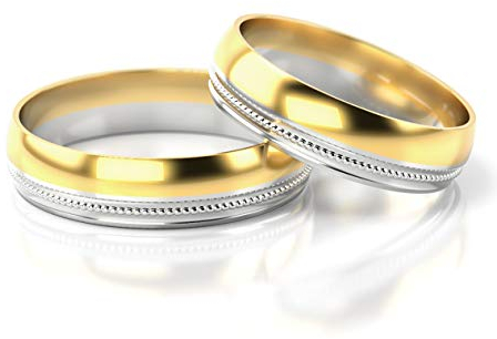 JC GOLD Trauringe - Gelbgold Weißgold Eheringe Bicolor inklusive Stein und Gravur im Paarpreis PL254 (8 Karat (333) Bicolor)