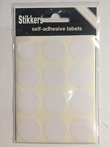 White 24mm Sticky Coloured Dots Easy Peel Self Adhesive Colour Coding Sticky Dots Round Labels Circle Stickers (84 Stickers)