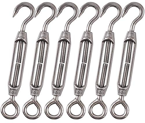 Cozihom, M4 Haken & Öse, C zu O Spannschloss 304 Edelstahl, Hardware-Kit für Drahtseilspannung, für Sonnenschutz, Zelt-Installation, rostfrei, 6 Packungen