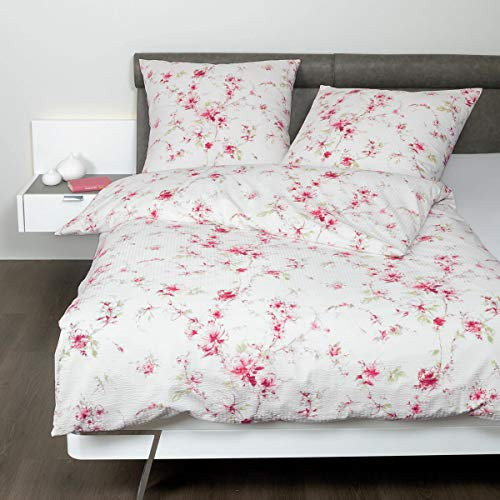 Janine Design Mako-Soft-Seersucker Bettwäsche Tango 20096 rot Rose 1 Bettbezug 155 x 220 cm + 1 Kissenbezug 80 x 80 cm