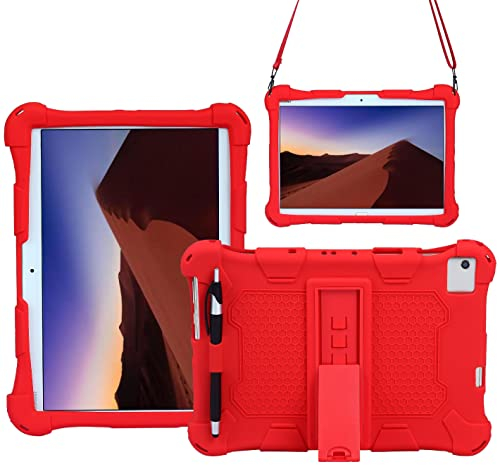 AKNICI Silikon Hülle für Blackview Tab 15/Tab10/Tab9/Tab8,TECLAST P20S/M40S/M40 Pro/P20HD/M40,YESTEL T5,Dragon Touch Notepad 102,HiGrace 10 Zoll,Lectrus X11/P30,FancyDay 10 Zoll mit Schultergurt, Rot