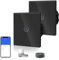 BSEED Interruptor de Luz Táctil Inteligente WIFI, Interruptor Táctil de Pared con Panel de Cristal Compatible con Alexa/Tuya/Smart Life (Requiere Cable Neutro) 1 Gang 2 Vía Negro, 2 Paquetes