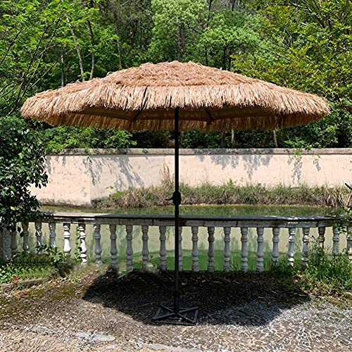 ACXZ Grand Parasol de Paille hawaïen de 270 cm, Parasol de Plage extérieur, Parapluie Tropical Palapa avec manivelle, 8 côtes, Couleur Naturelle (octogonale)