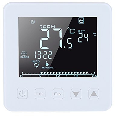 Termostato de calefacción digital EVTSCAN, pantalla LCD grande programable de 16 A, termostato de calefacción eléctrico con control remoto WiFi, controlador de temperatura ambiente