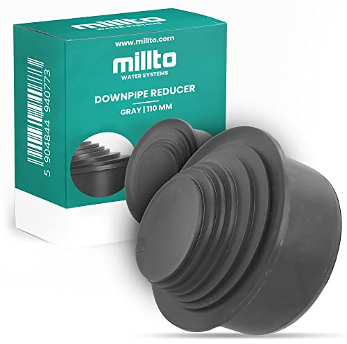 Millto™ Reduzierstück Reduzierverbinder Ø 110 mm DN 100 Grau Mehrstufig Ø 63-100 mm Reduzierstück Adapter Fallrohrfilter | Reduktion Rohrreduzierung Übergang Rinnenfallrohr Minderer