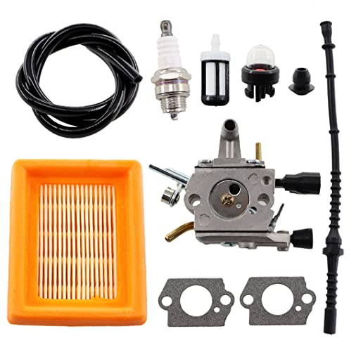 MCHNIC Carburador con filtro de aire, manguera de combustible, filtro de gasolina, bujía para desbrozadora Stihl FS120 FS200 FS250 FS300 FS350, FS 120 200 250 300 350 4134 120 0603