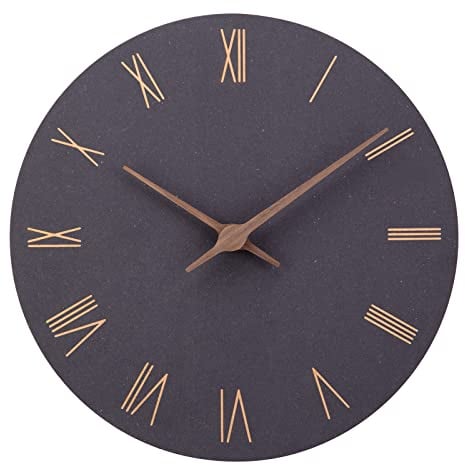 ACCSHINE MDF Holz Wanduhr Ohne TickgeräUsche Lautlos Modern 30cm Quarz Groß Batterie Betriebene Wanduhr Einfach zu Lesen für Zimmer Zuhause KüChe Schlafzimmer BüRo Schule (Schwarz+Römische Ziffern)