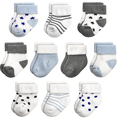 GENTABY Unisex Baby Socken - Warme Terry Baumwolle 10 Paar Baby Jungen & Mädchensocken - Neugeborene bis 3 Jahre Kleinkind Winter Socken