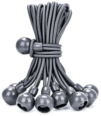 Lihopefe Cuerdas elásticas de bola con cuerda elástica, bola elástica suave, para tiendas de campaña, toldos, lona, correas, postes, cables y persianas enrollables (20 piezas, 9 pulgadas, gris)
