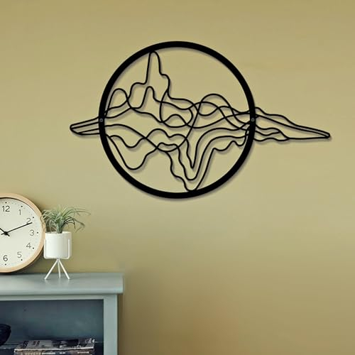 DUOOLN Bergblick Metall Wanddekoration,Geometrische Linien Bergwald Abstrakte Minimalistische Rustikale Natur Skulptur,für Abenteuer Wanddekoration und Garten nach Hause hängen Dekor