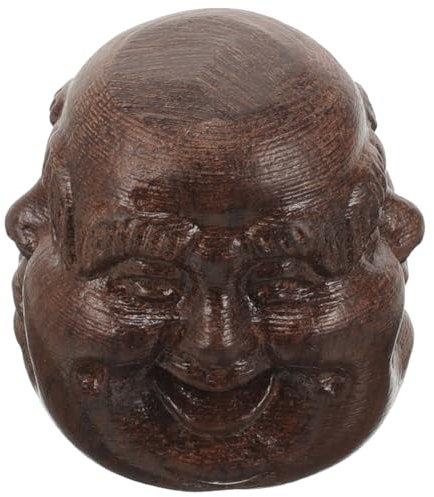 Kichvoe Buddha Wooden Carved Ornament Decorative Figurine for Home Office Craft Adornment Collectible Buddha Sculpture Soothing Buddhist Culture Decor